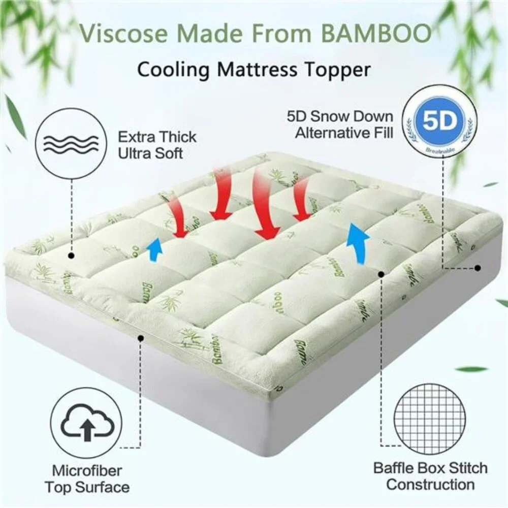 New Premium Viscose Made from Bamboo King Size Mattress Topper Back Pain, 1200